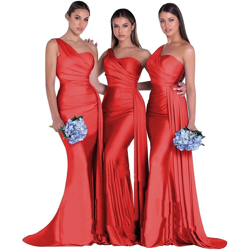 Plus Size Fat MM Mermaid One Shoulder Elegant Wedding Dress - X2-Shopping
