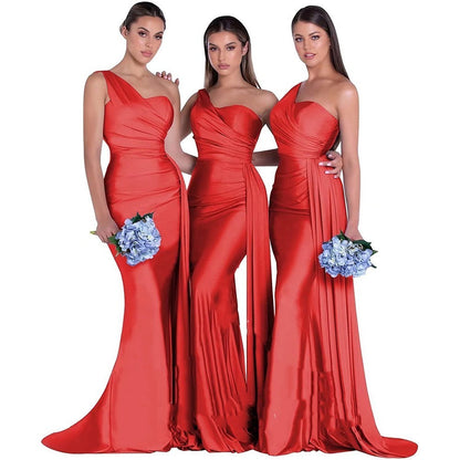 Plus Size Fat MM Mermaid One Shoulder Elegant Wedding Dress - X2-Shopping