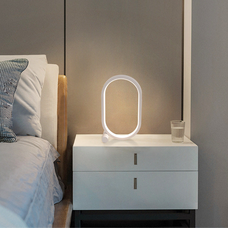 USB-Plug-In-Lampe Ovale Acryllampe Touch Control Dimmbar Moderne Einfache Kreative Nachtlampe Nachttisch-Leselampe Schreibtischtisch-LED