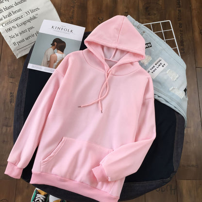 Long Sleeve Solid Color Hooded Sweater Couple - X2-Shopping