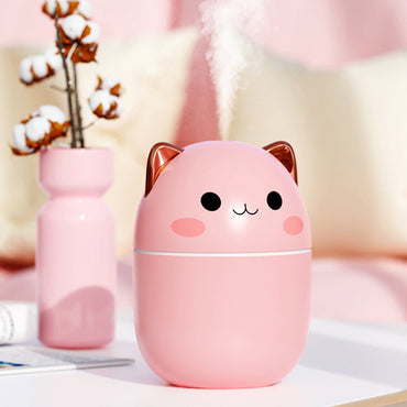 Luftbefeuchter, süße Katze, ultraleiser USB-Luftreiniger für Büro, Haushalt, Schlafzimmer, Auto, Aromatherapie, mit LED-Kühlnebelspray
