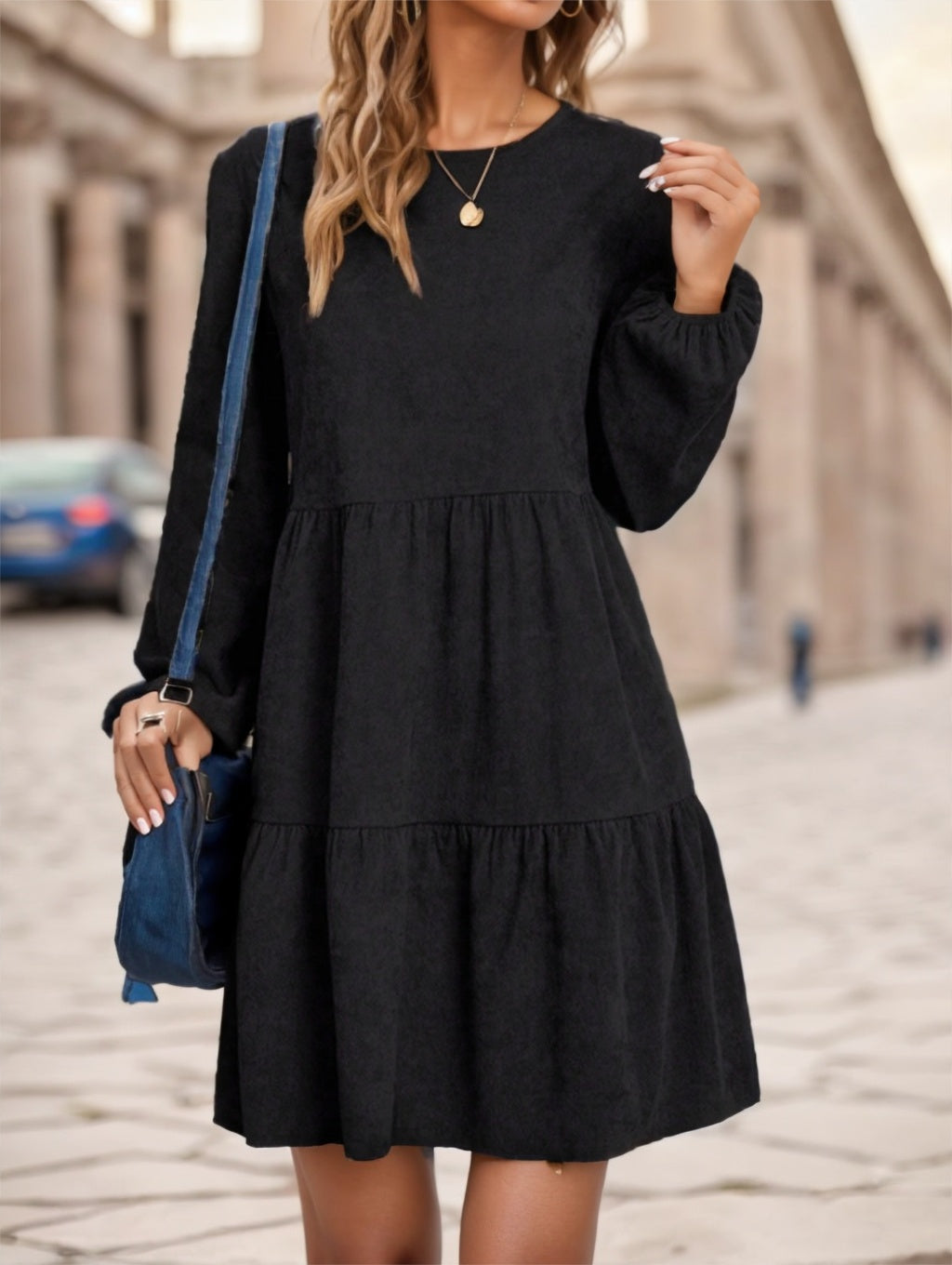 Women's Solid Color Long Sleeve Dress - X2-Shopping