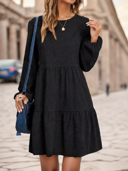 Women's Solid Color Long Sleeve Dress - X2-Shopping