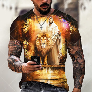 3D Printed Jesus Pattern Breathable Quick-drying T-shirt