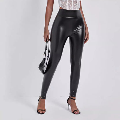 European And American Style Women Fashion Tight-fitting Cinched Hip Bag Leather Pants