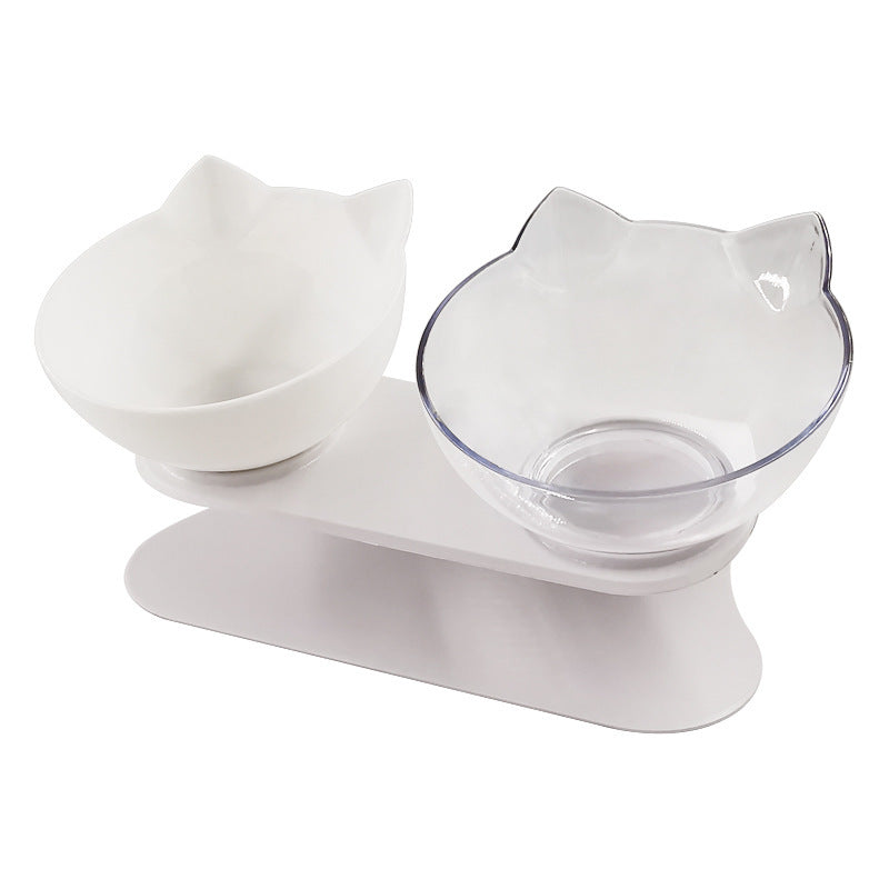 New Inclined Food Cat Ear Oblique Mouth Transparent Single Pet Bowl - X2-Shopping