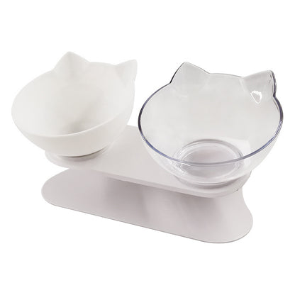 New Inclined Food Cat Ear Oblique Mouth Transparent Single Pet Bowl - X2-Shopping