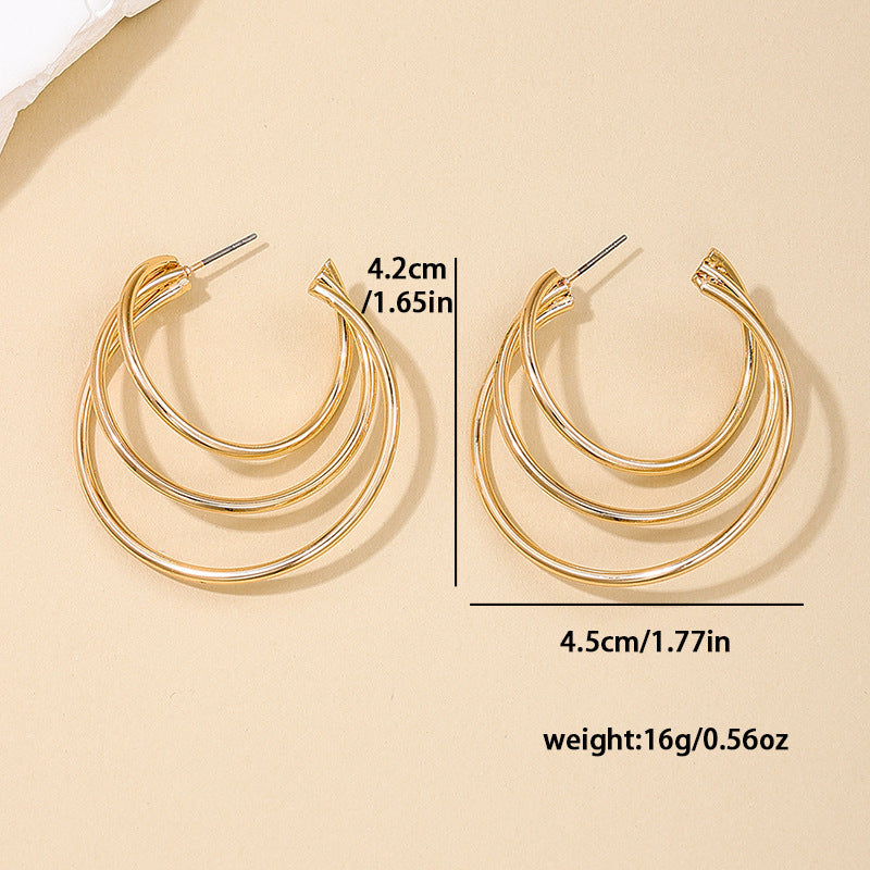 Ins Style Metal Multi-layer Circle Women's Earrings