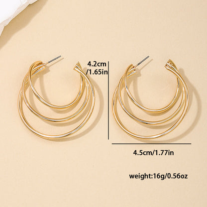 Ins Style Metal Multi-layer Circle Women's Earrings