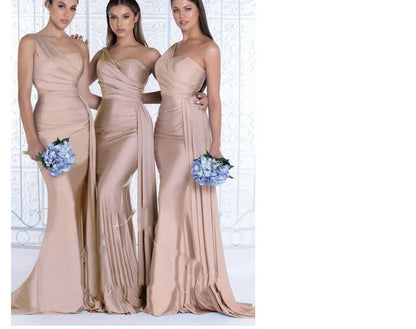 Plus Size Fat MM Mermaid One Shoulder Elegant Wedding Dress - X2-Shopping