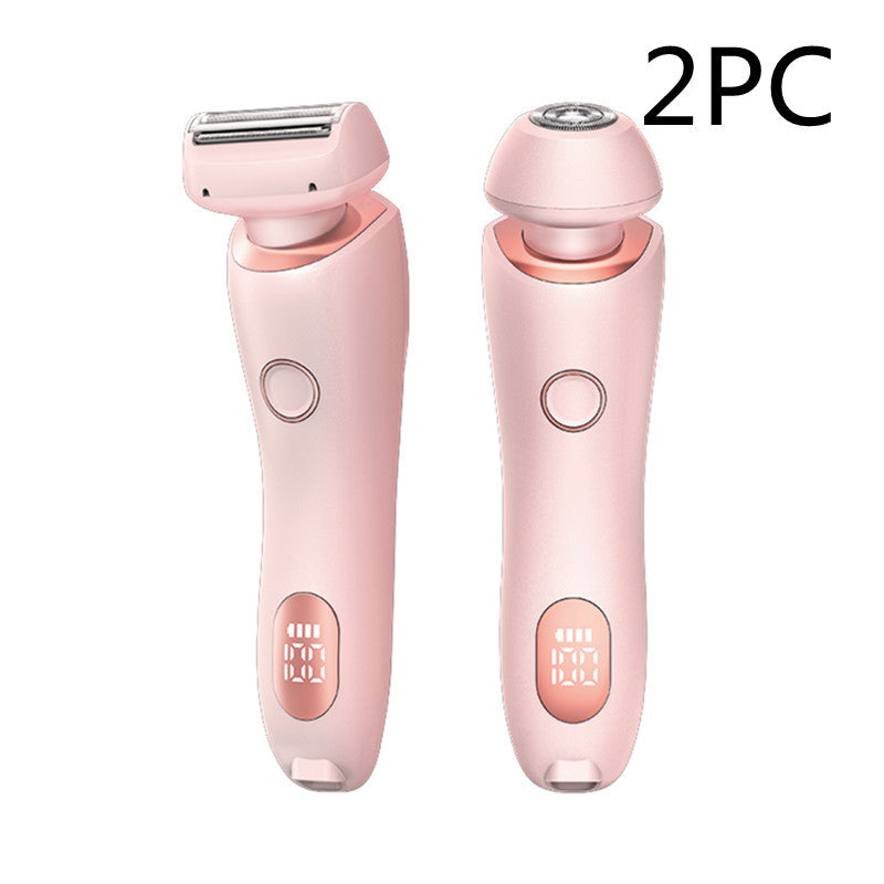 ماكينة إزالة الشعر 2 في 1 قابلة لإعادة الشحن عبر USB للنساء، ماكينة حلاقة للجسم والوجه والساق والإبط والبكيني واليدين والعانة