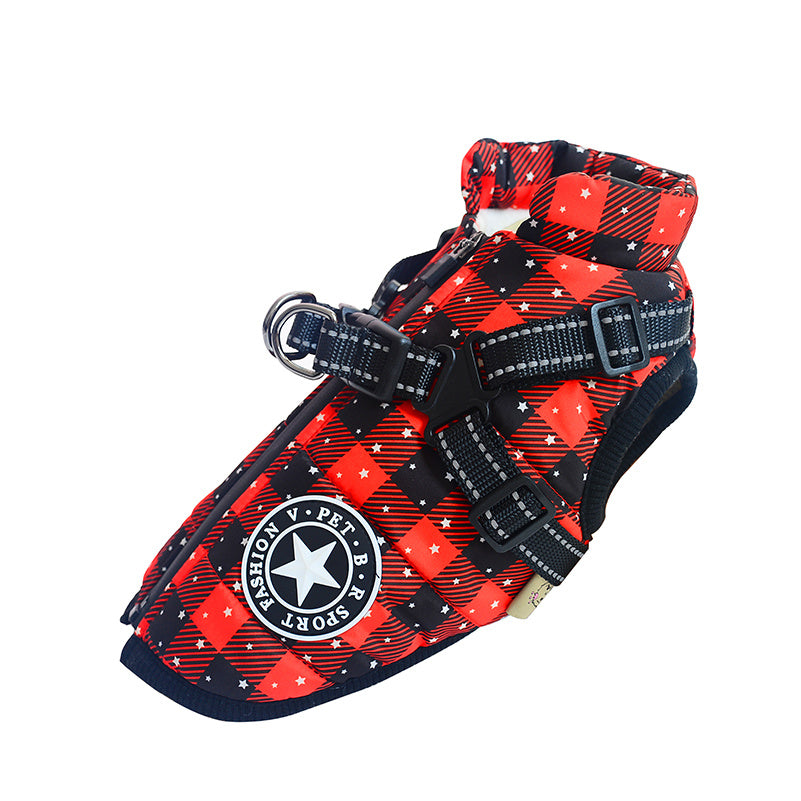 Dog Clothes Chest Back Integrated Cotton Vest Pet Cotton Clothes Winter Clothes - X2-Shopping