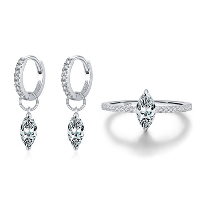 S925 Sterling Silver Light Luxury Diamond Horse Eye Smart Pendant Earrings