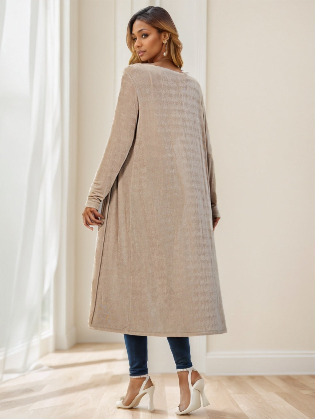 Women's Longline Knitted Cardigan Jacket - X2-Shopping
