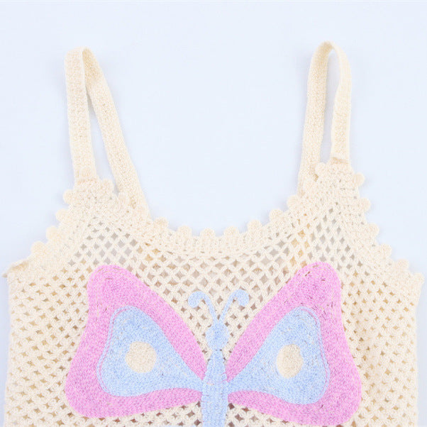 Crocheted Hollow Bow Knitted Camisole