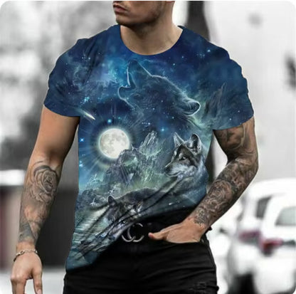 Retro 3D Animal Print Men's Short-sleeved T-shirt