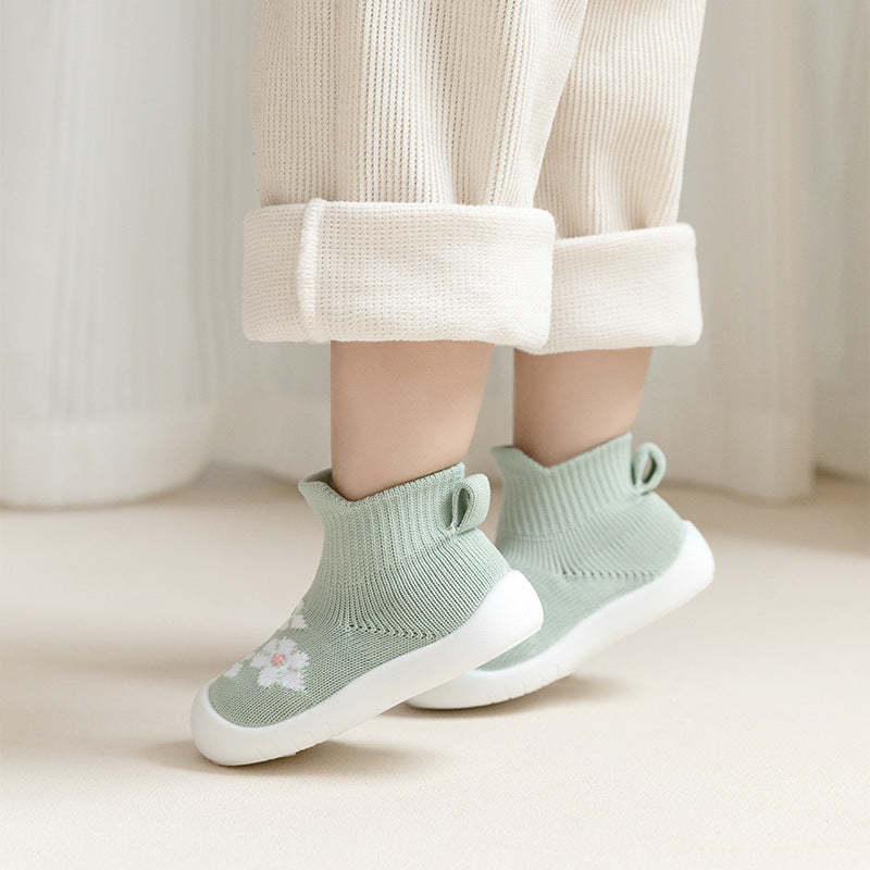 Babyschuhe mit weicher Sohle, rutschfest, atmungsaktiv, aus Strick