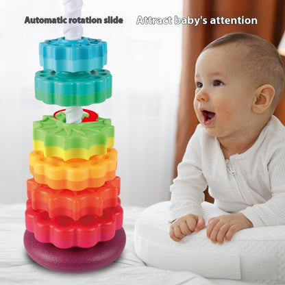 Regenbogen Rotierenden Turm Spielzeug Baby Frühen Bildung Intellektuelle Entwicklung Intelligenz Ferrule