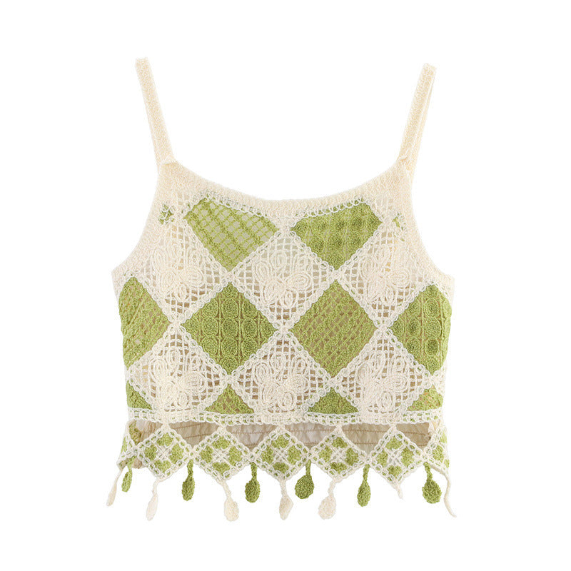 Hollow-out Design Sense Niche Crocheted Camisole Top