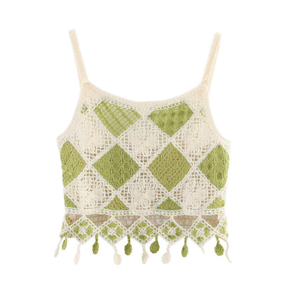 Hollow-out Design Sense Niche Crocheted Camisole Top