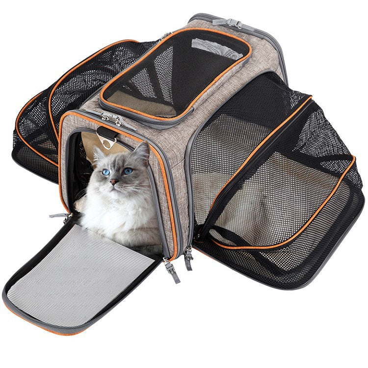 Carrier For Cat Pet Airline Approved Expandable Foldable Soft Dog Carrier Opened Doors Reflective Tapes Cat Travel Bag - X2-Shopping