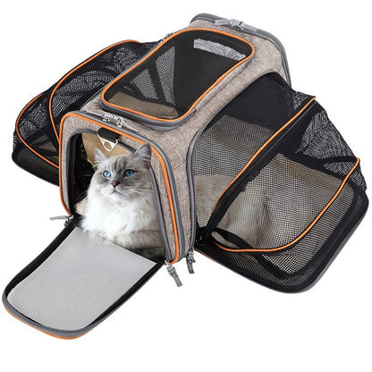 Carrier For Cat Pet Airline Approved Expandable Foldable Soft Dog Carrier Opened Doors Reflective Tapes Cat Travel Bag - X2-Shopping