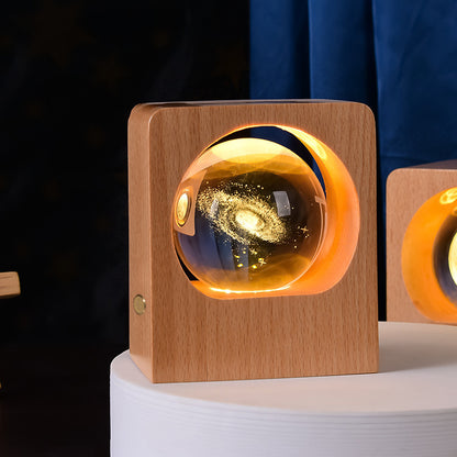 Buche Kristallkugel Nachtlicht 3D Lasergravur Elch Quallen LED Nachtlichter USB Dimmbare Lampe Für Schlafzimmer Dekoration Geschenke Wohnkultur