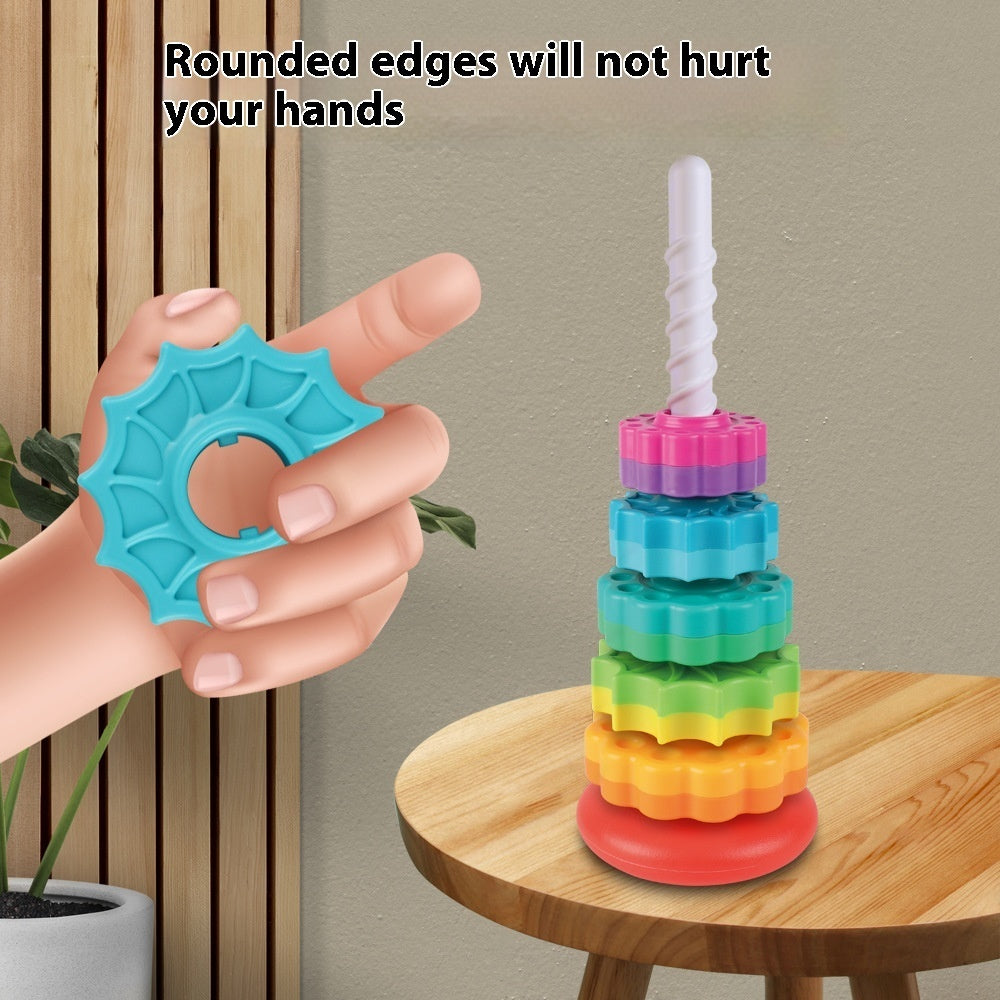 Regenbogen Rotierenden Turm Spielzeug Baby Frühen Bildung Intellektuelle Entwicklung Intelligenz Ferrule