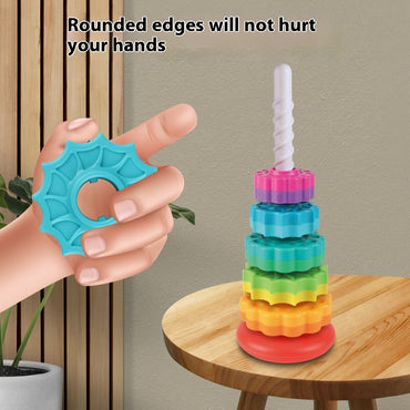 Regenbogen Rotierenden Turm Spielzeug Baby Frühen Bildung Intellektuelle Entwicklung Intelligenz Ferrule