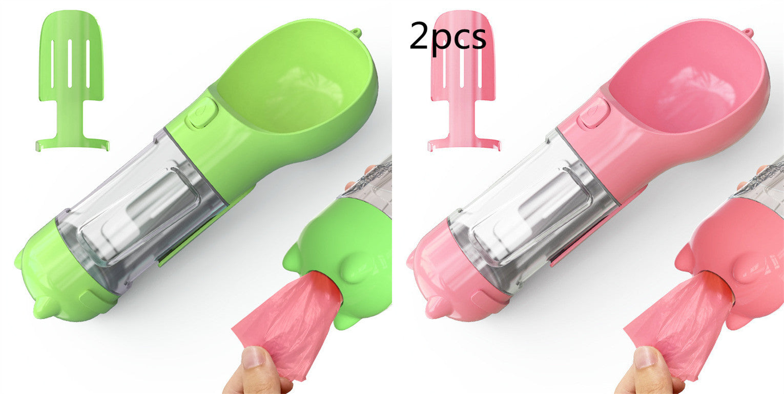 Pet Water Bottle Feeder Bowl Garbage Bag Storage Portable Pet Outdoor Travel 3 In 1 Dog Water Bottle - X2-Shopping