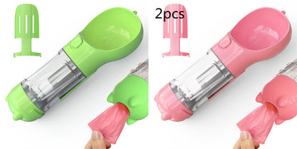 Pet Water Bottle Feeder Bowl Garbage Bag Storage Portable Pet Outdoor Travel 3 In 1 Dog Water Bottle - X2-Shopping
