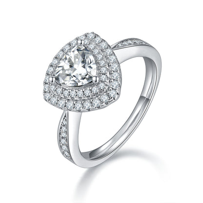 1 Karat Moissanite Special-shaped Rings Ear Studs Necklace Three-piece Set