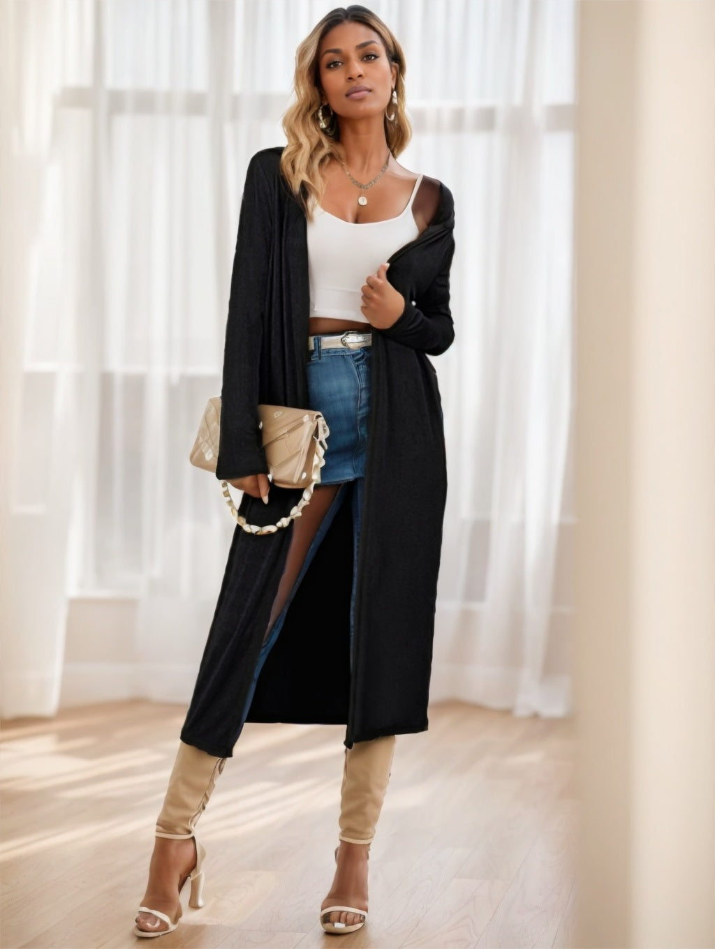Women's Longline Knitted Cardigan Jacket - X2-Shopping
