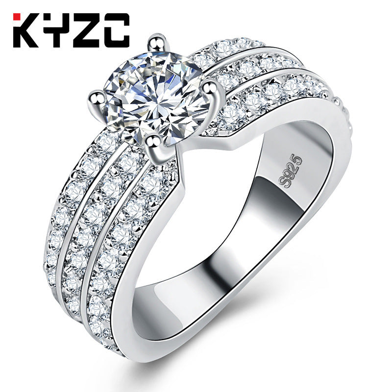 European And American Fashion Exaggerated Micro-inlaid Zircon Ring