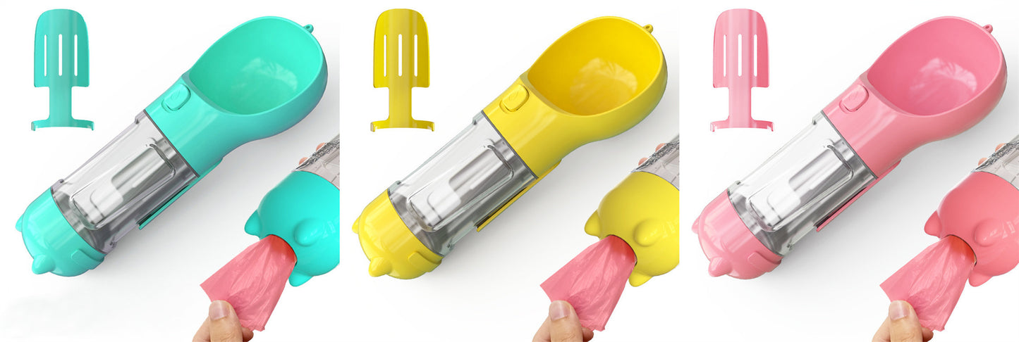 Pet Water Bottle Feeder Bowl Garbage Bag Storage Portable Pet Outdoor Travel 3 In 1 Dog Water Bottle - X2-Shopping