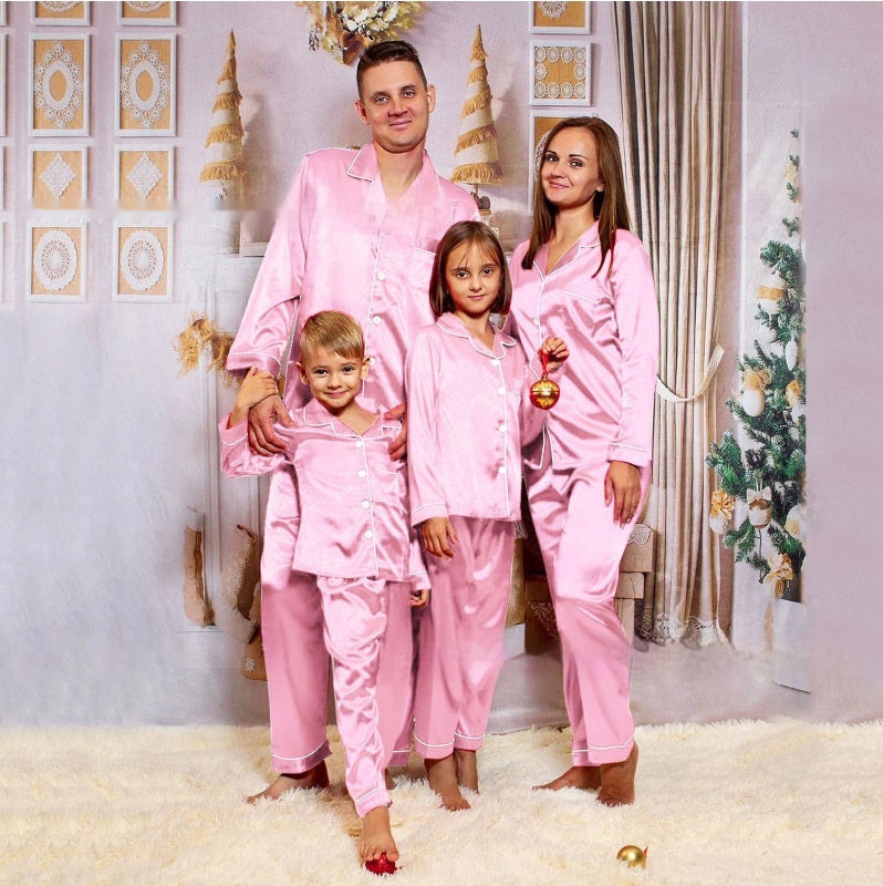 Children's Long-sleeved Parent-child Ice Silk Pajamas Suit - X2-Shopping