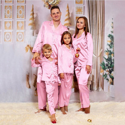 Children's Long-sleeved Parent-child Ice Silk Pajamas Suit - X2-Shopping