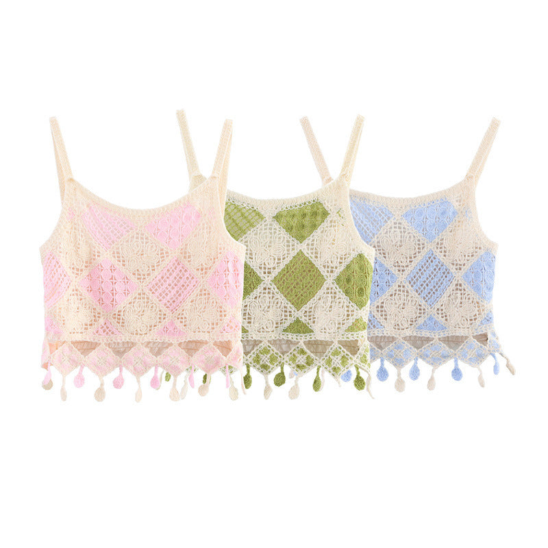 Hollow-out Design Sense Niche Crocheted Camisole Top