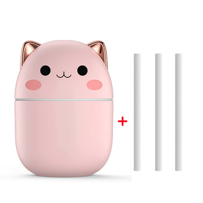 Luftbefeuchter, süße Katze, ultraleiser USB-Luftreiniger für Büro, Haushalt, Schlafzimmer, Auto, Aromatherapie, mit LED-Kühlnebelspray