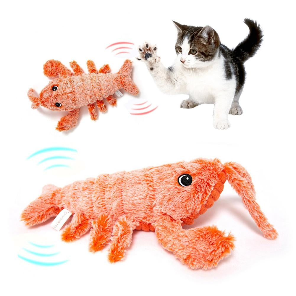 Pet Toys Electric Jumping Shrimp USB Charging Simulation Lobster Funny Cat Plush Pets Toy - X2-Shopping