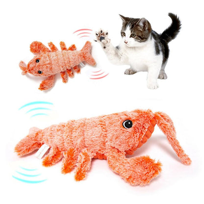 Pet Toys Electric Jumping Shrimp USB Charging Simulation Lobster Funny Cat Plush Pets Toy - X2-Shopping