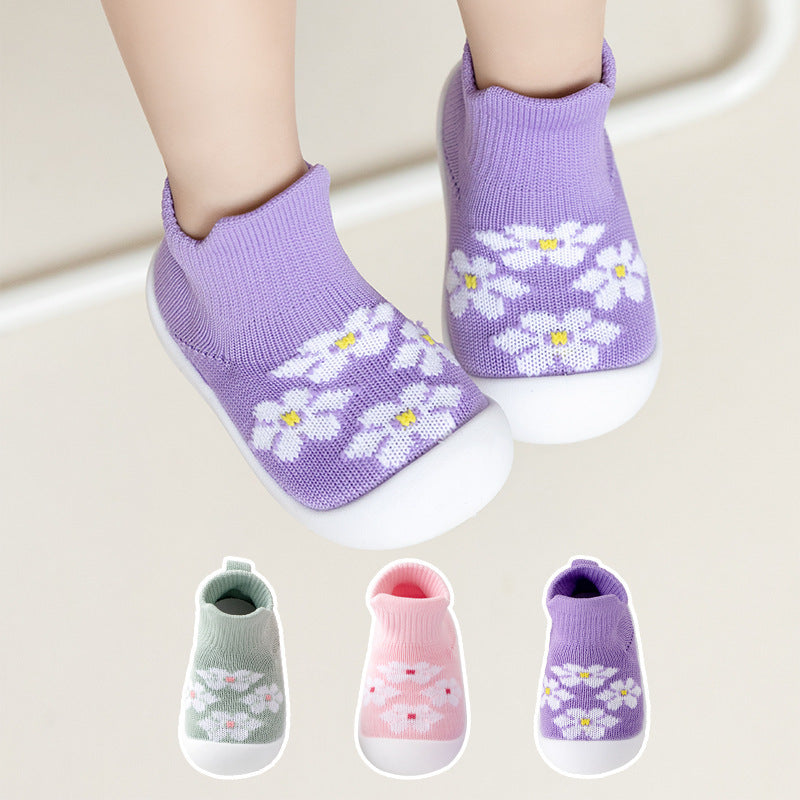 Babyschuhe mit weicher Sohle, rutschfest, atmungsaktiv, aus Strick