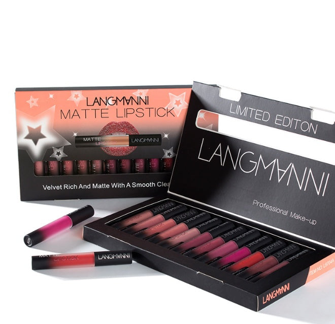Mattes Lippenstift-Set, wasserfest, langanhaltend, samtig