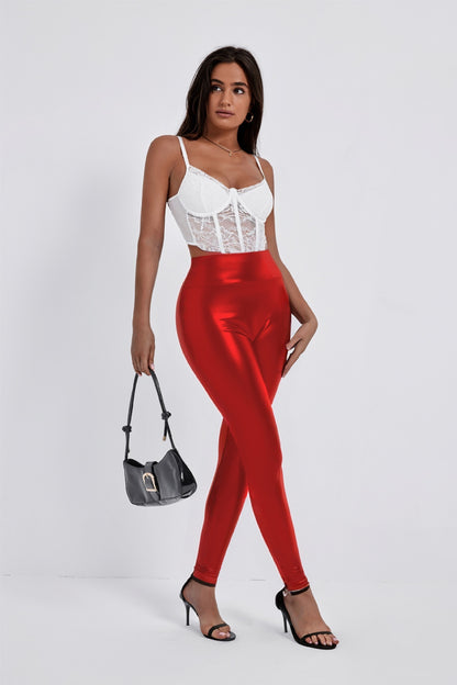 European And American Style Women Fashion Tight-fitting Cinched Hip Bag Leather Pants