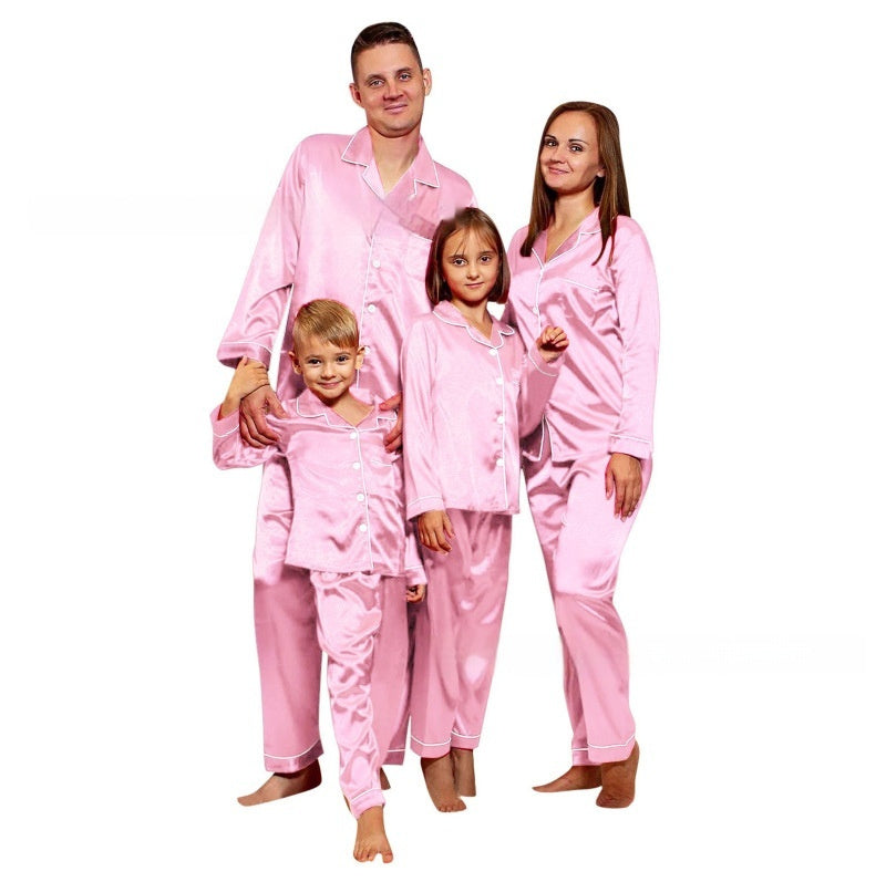 Children's Long-sleeved Parent-child Ice Silk Pajamas Suit - X2-Shopping
