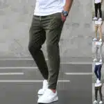 بنطلون رجالي كاجوال بجيوب وقصة ضيقة ورباطMen's Casual Pants With Pockets Fashion Slim Fit Drawstring Trousers